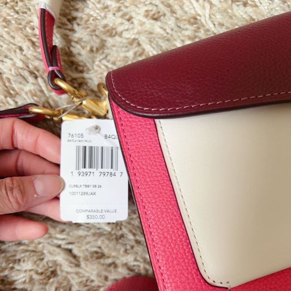 COACH Tabby 26 Small Color-Block Leather Shoulder Bag - Picture 12 of 14